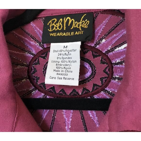 Bob Mackie Womens Jacket Embroidered Aztec Western Sweater Pink Purple Size M - Picture 3 of 6